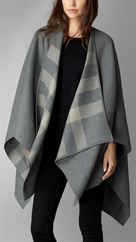 burberry check lined wool poncho|burberry wrap.